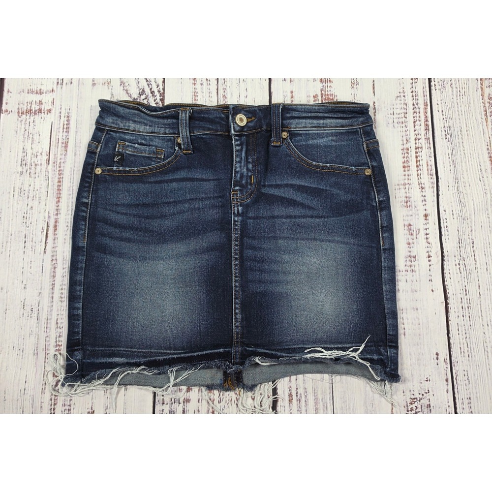 KanCan Denim Mini Skirt Womens S Dark Wash Excellent Raw Hem KC6062D‎